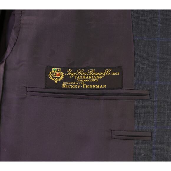 Hickey Freeman Gray Windowpane Plaid Super 130's Wool Loro Piana Suit 42R - Picture 10 of 11